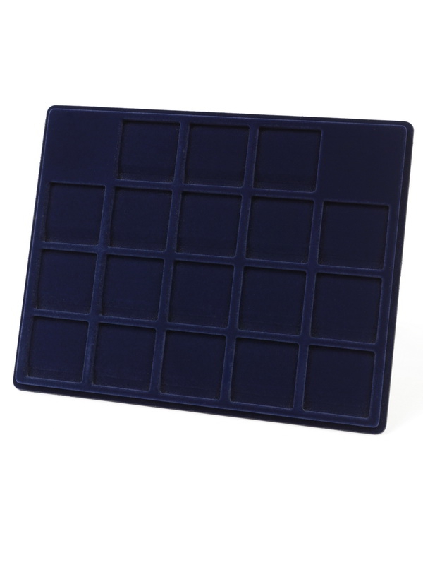  Планшет S (234х296х12 мм) для 18 монет в капсулах Quadrum (50х50х6 мм), тёмно-синий