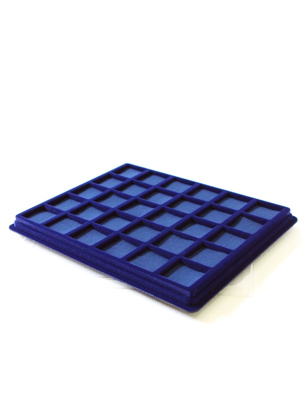  Планшет S (243х304х21 мм) на 30 ячеек (38х38х16 мм) (с поролоновой вставкой), тёмно-синий