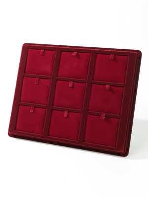  Планшет S (243х304х21 мм) на 9 ячеек (65х75х8 мм) (с флокированными вставками), тёмно-бордовый