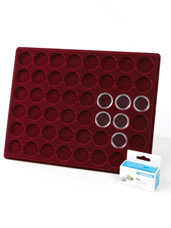 Планшет S (234х296х12 мм) для 48 монет в капсулах CAPS 24,5 Leuchtturm. Диаметр ячейки 30,5 мм