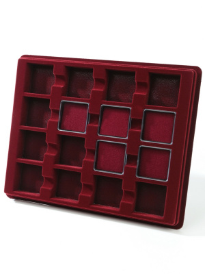  Планшет S (243х304х26 мм) на 16 ячеек для пластиковых капсул 48х48х22 мм, тёмно-бордовый