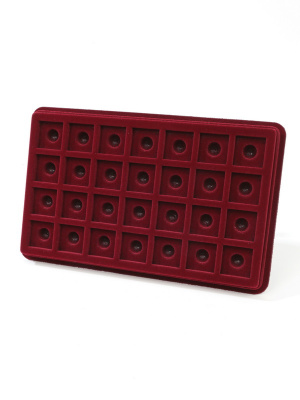 Планшет M (150х239х20 мм) на 28 ячеек (26х26х6 мм) под значки с цангой, тёмно-бордовый