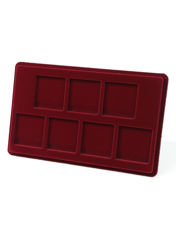 Планшет M (146х236х12 мм) для 7 монет в капсулах Quadrum (50х50х6 мм), тёмно-синий