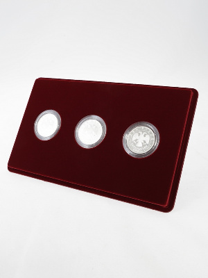 Планшет M (146х236х12 мм) для монет в капсулах d-44 мм (3 ячейки)