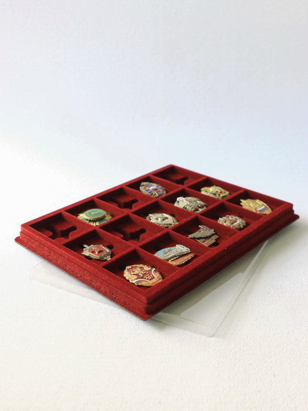 Планшет S (243х304х21 мм) на 15 ячеек (63х49х10 мм) (под знаки с булавками)