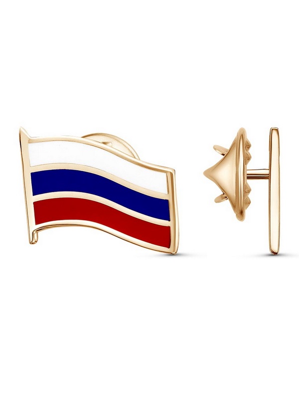 Значок Флаг РФ, большой, золочение, цанга