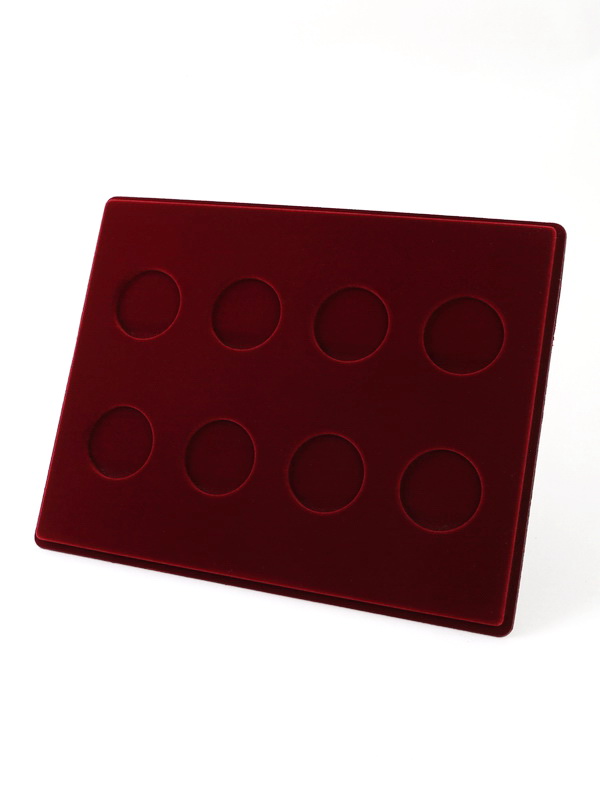  Планшет S (234х296х12 мм) для монет в капсулах d-46 мм (8 ячеек), тёмно-бордовый