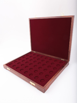 Футляр деревянный Vintage S (305х247х40 мм) для монет d-22 мм (48 ячеек)