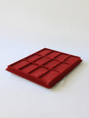 Планшет S (243х304х21 мм) на 12 ячеек (46х84,5х17 мм) (с поролоновой вставкой), тёмно-бордовый