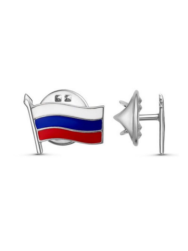 Значок Флаг РФ, малый, серебрение, цанга