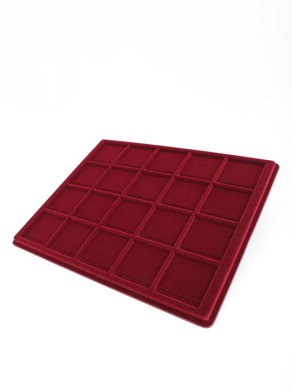  Планшет S (234х296х12 мм)  для 20 монет в капсулах «Quadrum» (50х50х6 мм), тёмно-бордовый