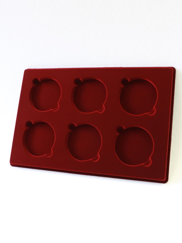  Планшет L (222х333х13 мм) для монет в капсулах d-74 мм (6 ячеек), тёмно-бордовый