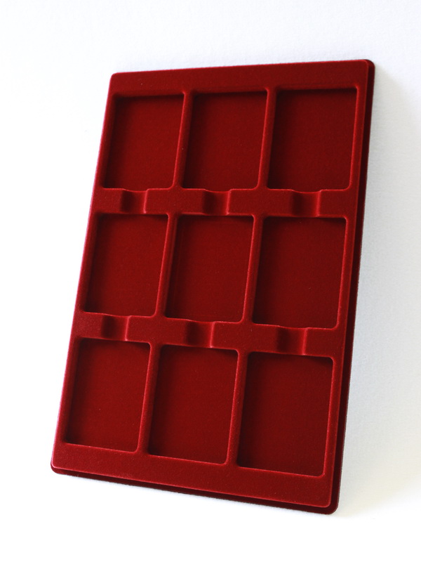  Планшет L (222х333х13 мм) для 9 слабов PCGS (Франция) (63х83х8 мм), тёмно-бордовый