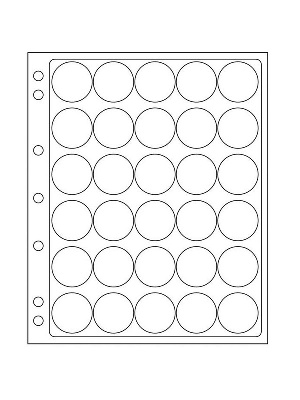 Листы-обложки ENCAP из прозрачного пластика для монет в капсулах CAPS 30/31 мм Leuchtturm. Диаметр ячейки 37 мм. Упаковка из 2 листов. Leuchtturm, 343212
