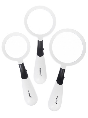 Комплект из 3 луп, 2х, 3х и 4-кратное увеличение (90 мм / 75 мм / 65 мм). Levenhuk Zeno Multi ML13, 72606