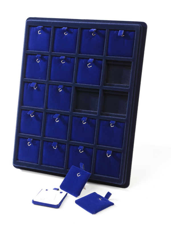  Планшет S (243х304х21 мм) на 20 ячеек (48х48х8 мм) (с флокированными вставками), тёмно-синий