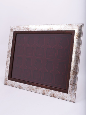  Багетная рамка S серебряно-коричневого цвета на 10 орденов с пятиугольной колодкой, тёмно-бордовый