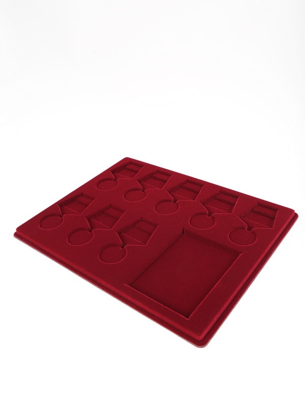 Планшет S (234х296х12 мм) на 8 медалей РФ d-32 мм и 1 удостоверение, тёмно-бордовый