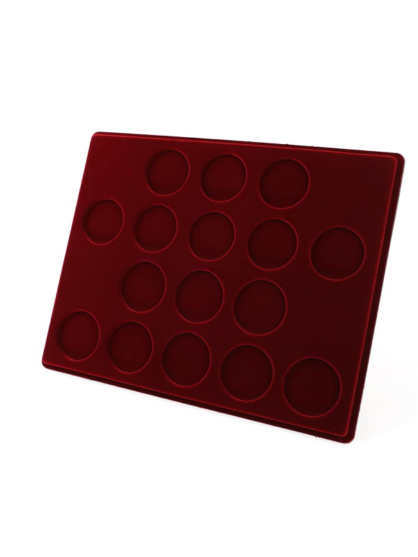  Планшет S (234х296х12 мм) для монет в капсулах d-44 мм (8 ячеек) и в капсулах d-46 мм (8 ячеек), тёмно-бордовый