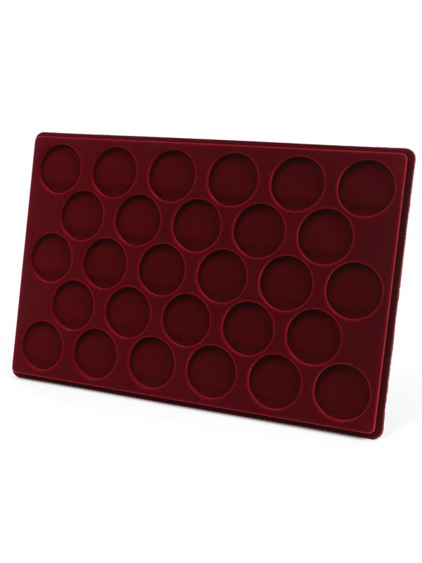  Планшет L (222х333х13 мм) для монет в капсулах d-44 мм (28 ячеек), тёмно-бордовый