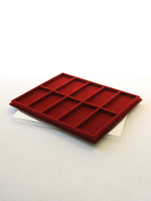 Планшет S (234х296х12 мм) на 10 ячеек (101х49х7 мм), тёмно-бордовый