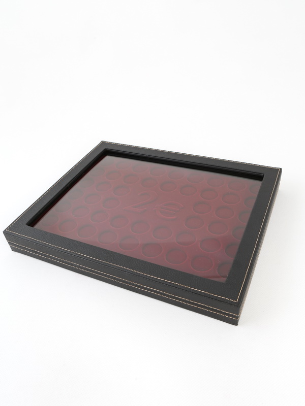  Бокс из искусственной кожи с прозрачным окном Nera Plus для монет 2 евро, зелёный