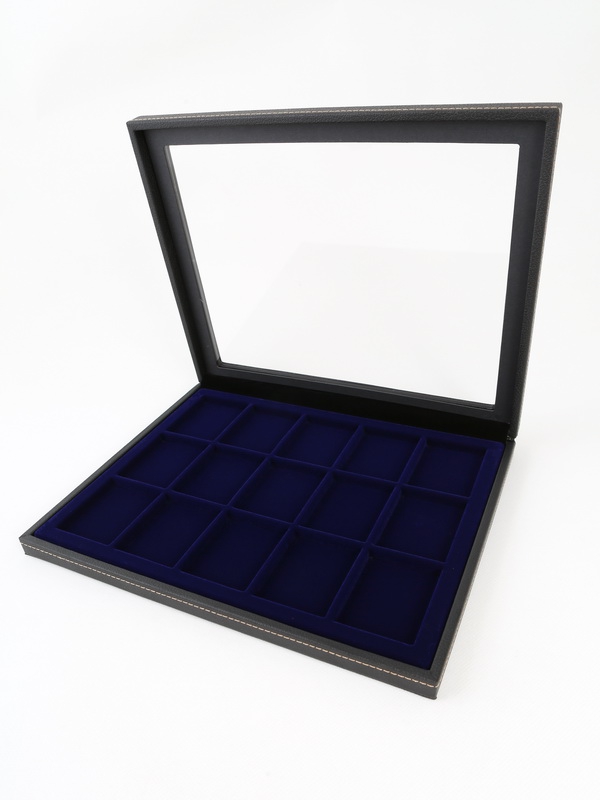  Бокс из искусственной кожи с прозрачным окном Nera Plus на 15 ячеек (49х63х7 мм), чёрный