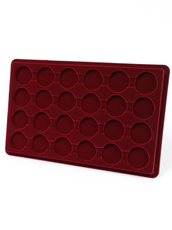 Планшет M (146х236х12 мм) для 24 монет в капсулах CAPS 22 Leuchtturm. Диаметр ячейки 28,5 мм, тёмно-бордовый