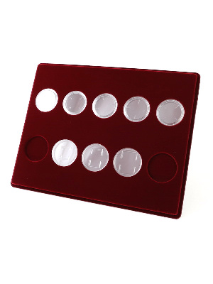 Планшет S (234х296х12 мм) для монет в капсулах d-44 мм (5 ячеек) и в капсулах d-46 мм (5 ячеек)