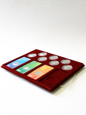 Планшет S (234х296х12 мм) для 4 Олимпийских монет Сочи-2014 в блистере и 7 Олимпийских монет Сочи-2014 в капсулах