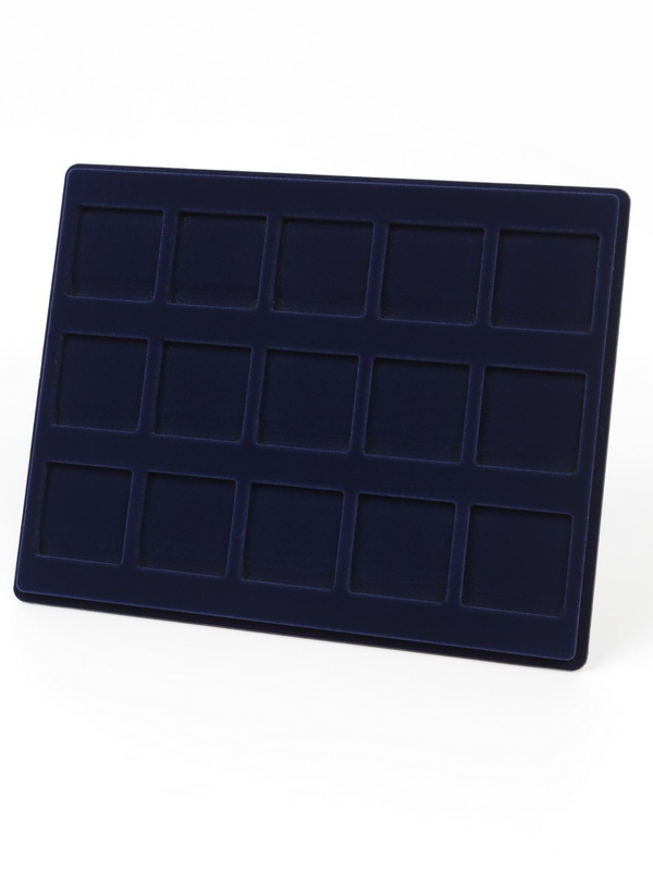  Планшет S (234х296х12 мм) для 15 монет в капсулах Quadrum (50х50х6 мм), тёмно-синий
