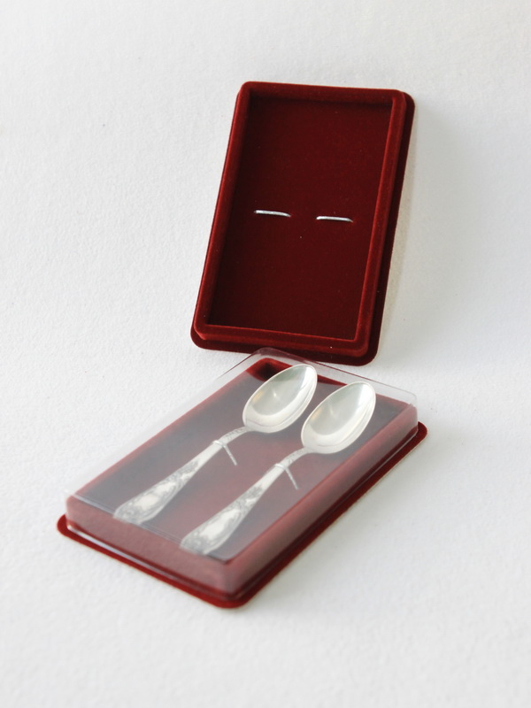  Сувенирная упаковка под 2 чайные ложки, вилки (97х157х22 мм), тёмно-бордовый