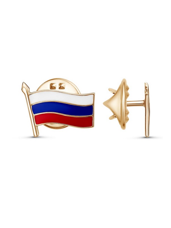 Значок Флаг РФ, малый, золочение, цанга