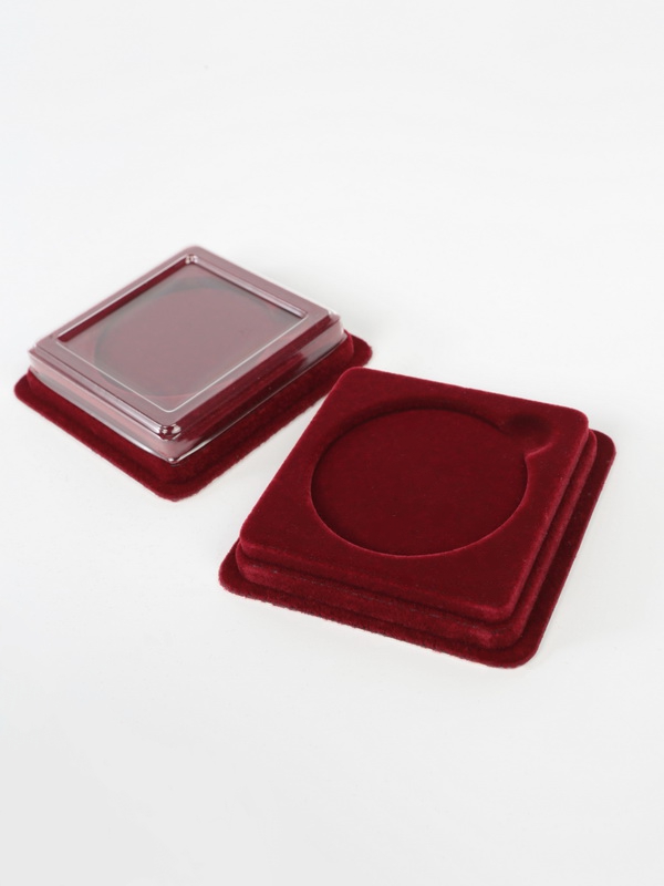  Сувенирная упаковка (63х63х16 мм) под монету, медаль (диаметр 50 мм, глубина 3 мм), тёмно-синий