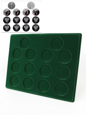 Планшет S (234х296х12 мм) для 14 серебряных монет Кубок Конфедераций 2017 и Чемпионат мира по футболу 2018 в капсулах