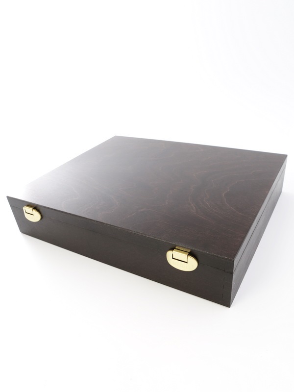  Деревянный бокс Carus (322х268х64 мм). 4 поддона. Для 80 капсул (диаметр 44 мм), тёмно-синий