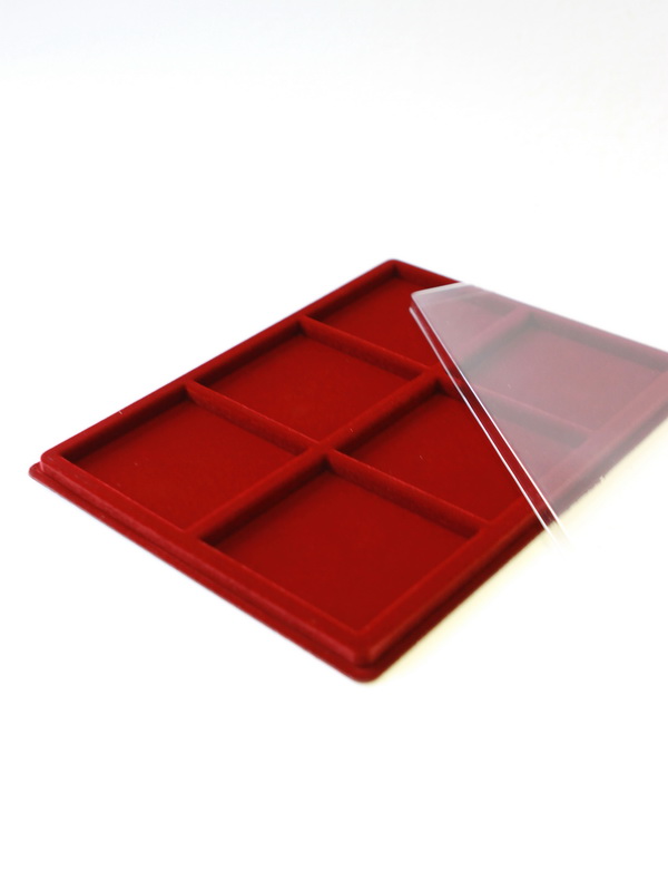 Планшет S (234х296х12 мм) на 6 ячеек (85х96х9 мм), тёмно-бордовый