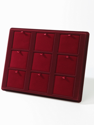  Планшет S (243х304х21 мм) на 9 ячеек (66х72х8 мм) (с флокированными вставками), тёмно-бордовый