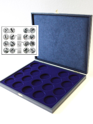 Футляр кожзам Sapfir S (298х237х33 мм) на 19 монет Сочи-2014 в капсулах (диаметр 46 мм)