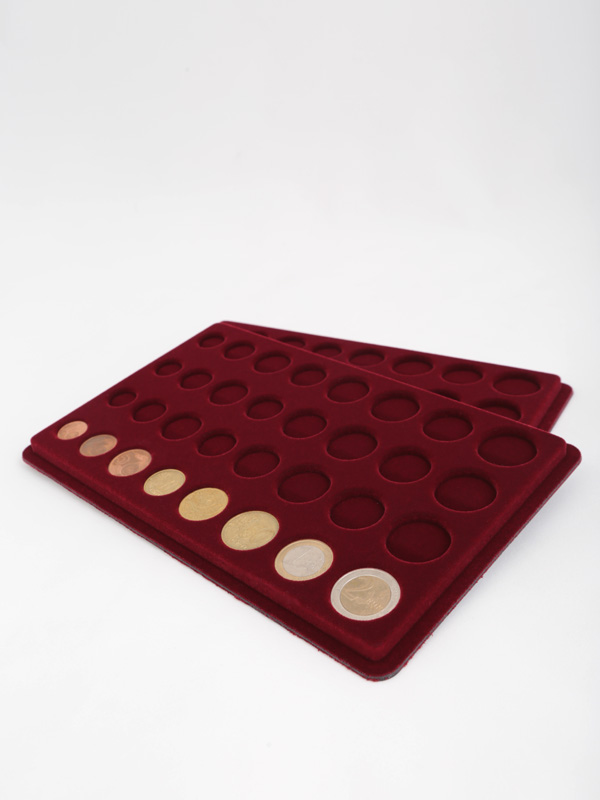 Планшет M (146х236х12 мм) для 4 наборов монет Евро, тёмно-бордовый