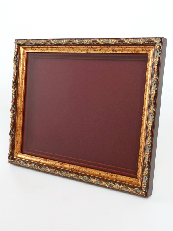 Багетная рамка S серии «Барокко» (золото) под 1 ячейку (209х270х18 мм) с поролоновой вставкой
