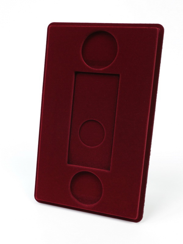 Планшет M (234х296х12 мм) для 1 обычной монеты 25 рублей в капсуле, 1 цветной монеты 25 рублей в блистере и 1 серебряной монеты 3 рубля в капсуле, тёмно-синий