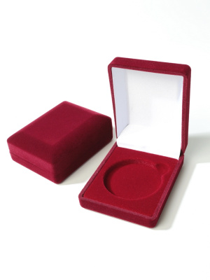  Футляр (61х79х32 мм) для одной монеты в капсуле (диаметр 44 мм), светло-бордовый