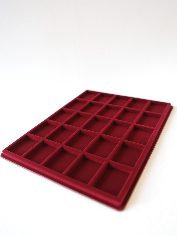  Планшет S (234х296х12 мм) на 25 ячеек (37х50х8 мм), тёмно-бордовый