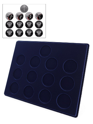 Планшет S (234х296х12 мм) для 1 серебряной монеты Кубок Конфедераций 2017 и 12 серебряных монет Чемпионат мира по футболу 2018 в капсулах