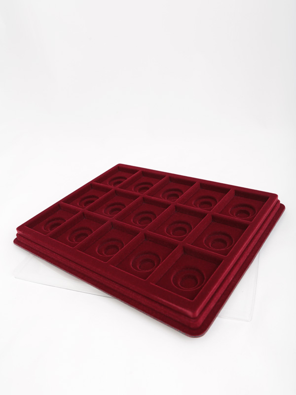 Планшет S (243х304х21 мм) на 15 ячеек (63х49х10 мм) (под знаки с винтом), тёмно-бордовый