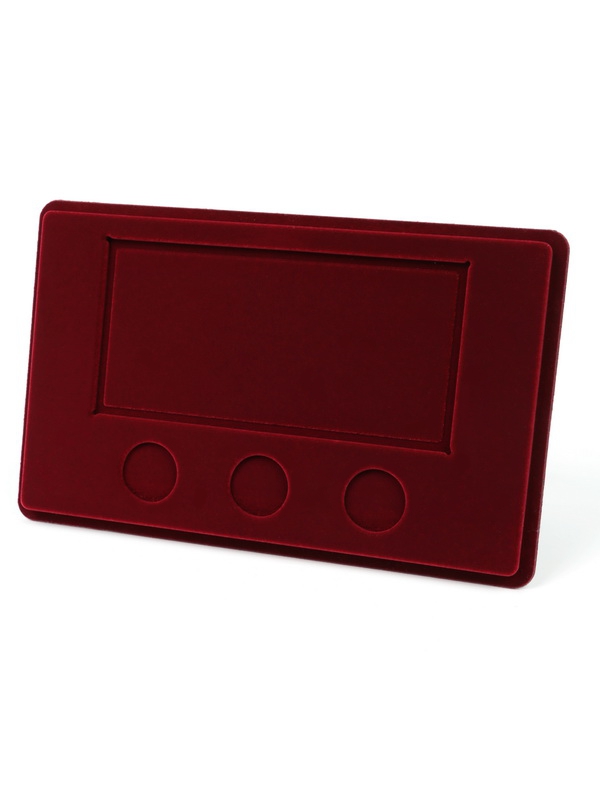 Планшет M (146х236х12 мм) для 3 монет 25 рублей и банкноты «Футбол 2018» в чехле, тёмно-бордовый