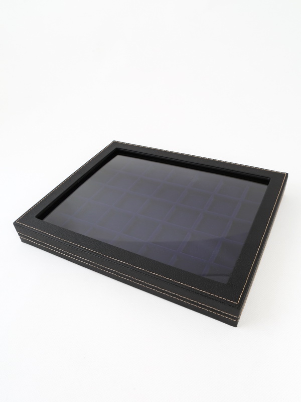  Бокс из искусственной кожи с прозрачным окном Nera Plus на 35 ячеек (36,5х36,5х8 мм), чёрный