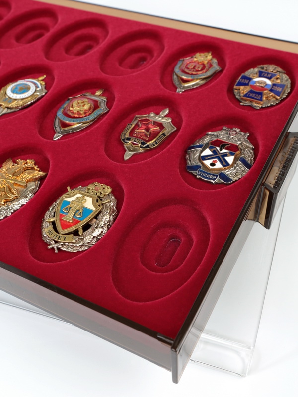  Кассета XL на 18 ячеек (63х40х7 мм) (под знаки с винтом), овалы, светло-бордовый