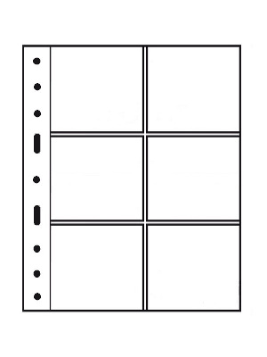 Листы-обложки GRANDE 3/2C (242х312 мм) из прозрачного пластика на 6 ячеек (106х98 мм). Упаковка из 5 листов. Leuchtturm, 316604